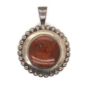 Estate Designer PB Sterling Silver & Bezel Set Red Agate Pendant! 105